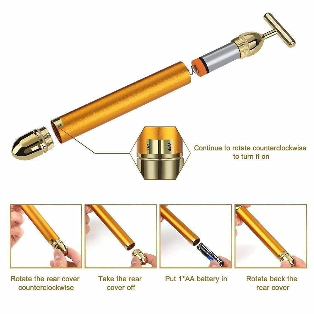 GlowUp Gold Bar Electric Facial Massage Roller